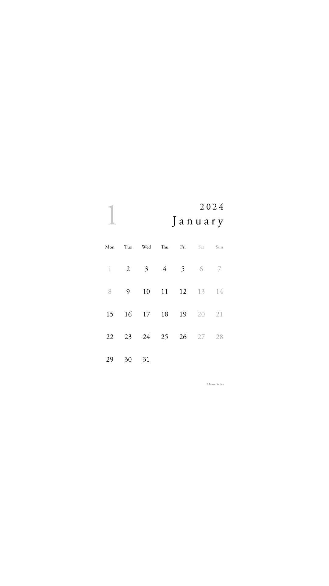 2024年1月カレンダー